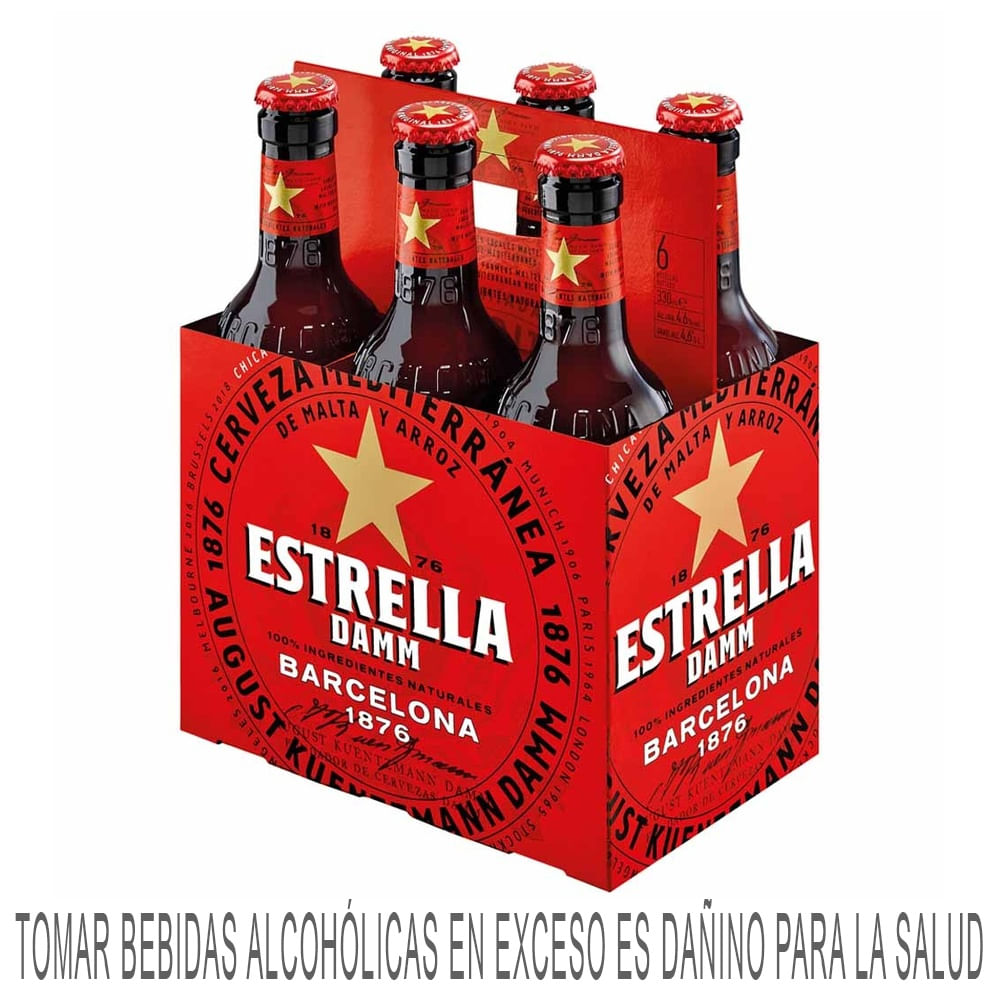 Cerveza ESTRELLA DAMM 6 Pack Botella 330ml