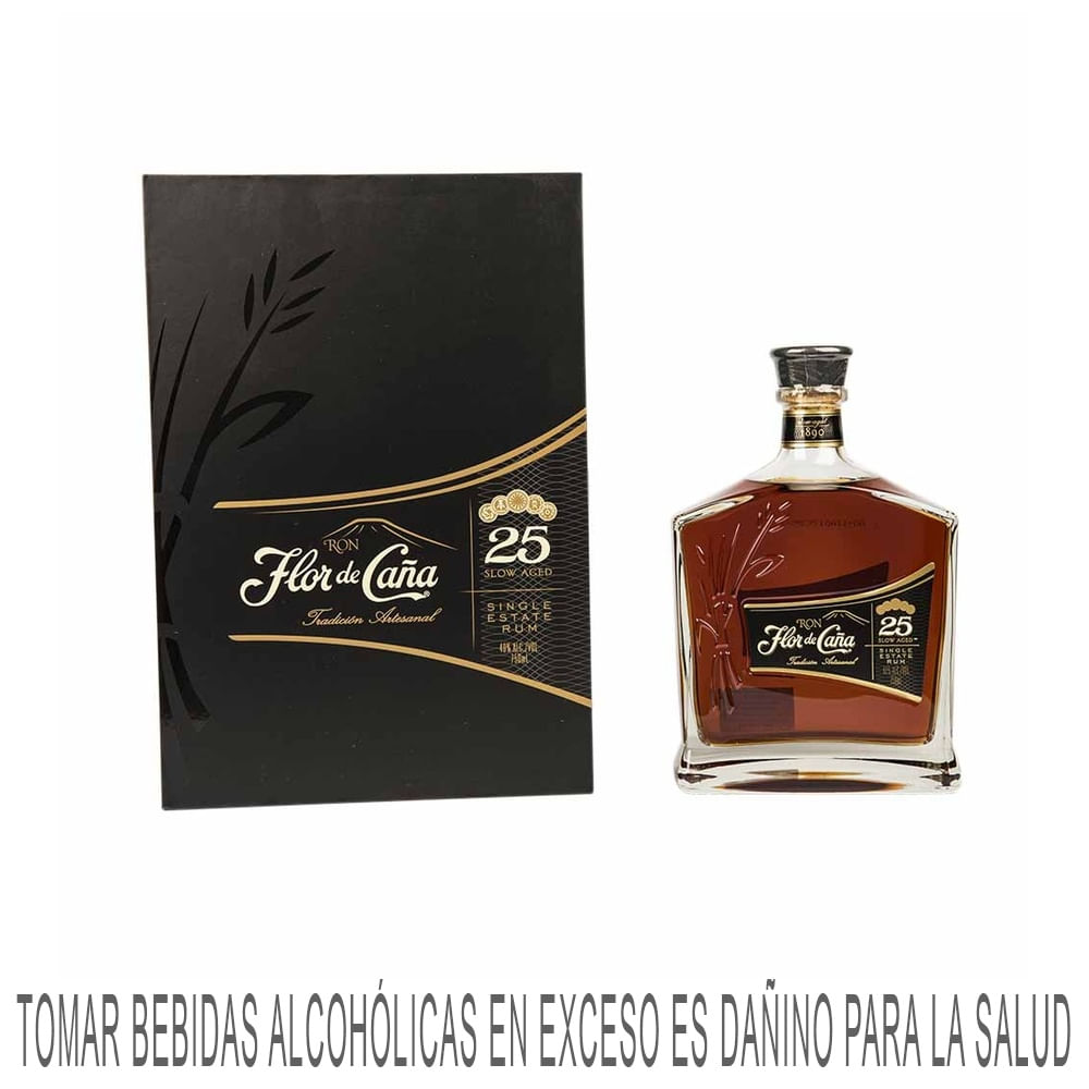 Ron FLOR DE CAÑA Tradición Artesanal 25 Años Botella 750ml