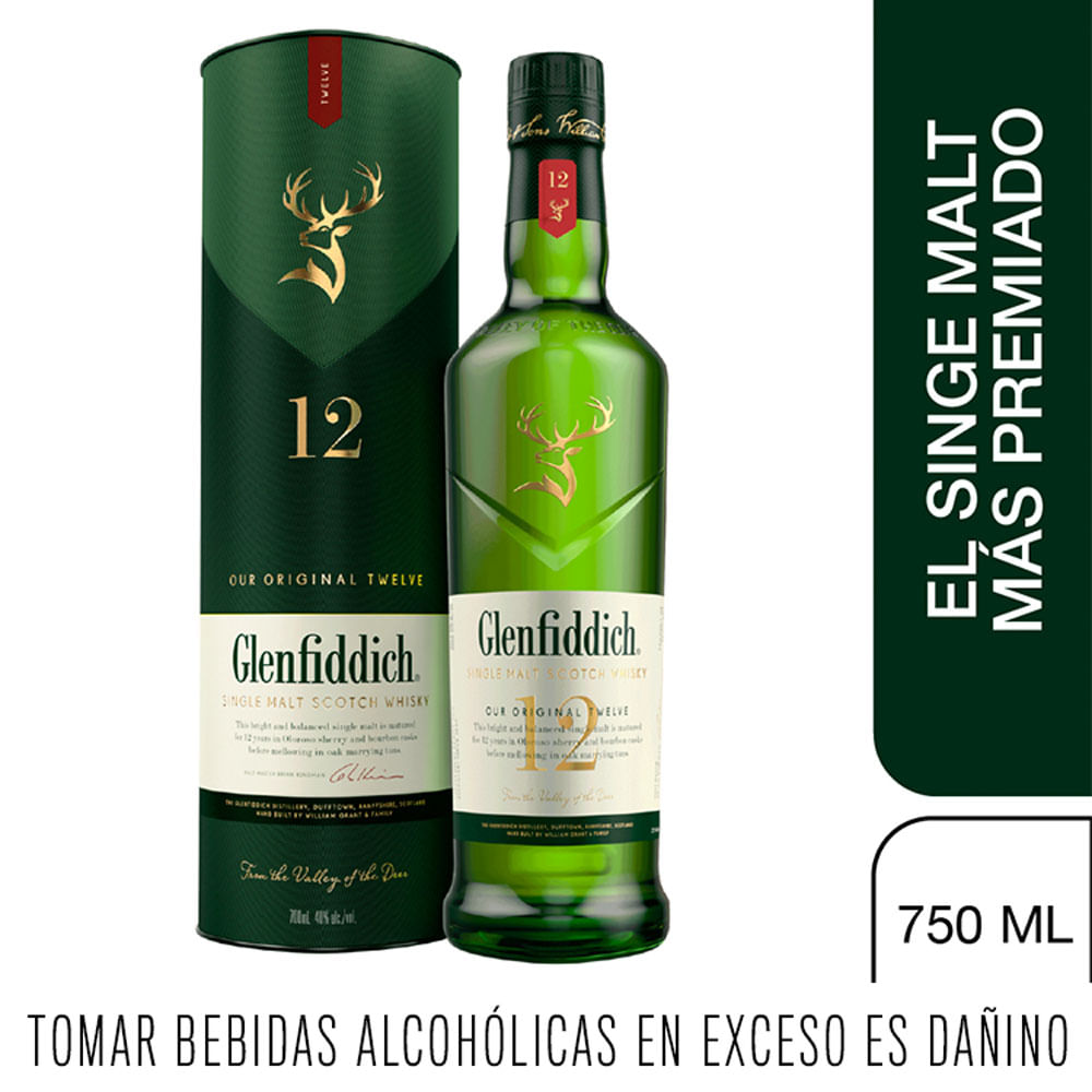 Whisky GLENFIDDICH 12 Años Botella 750ml