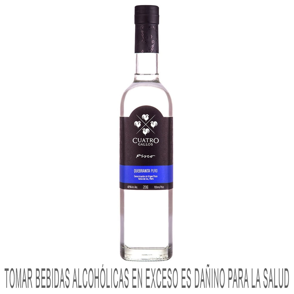 Pisco CUATRO GALLOS Quebranta Botella 700ml