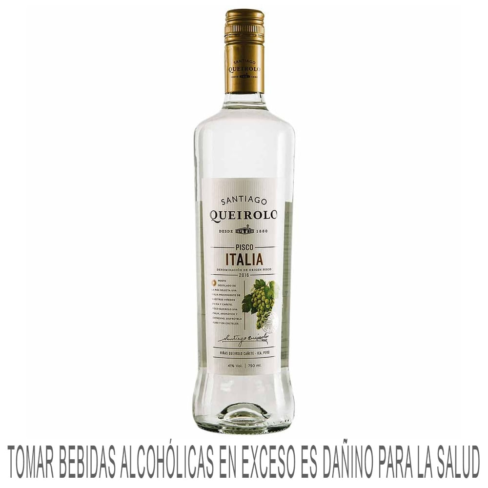Pisco SANTIAGO QUEIROLO Italia Botella 750ml