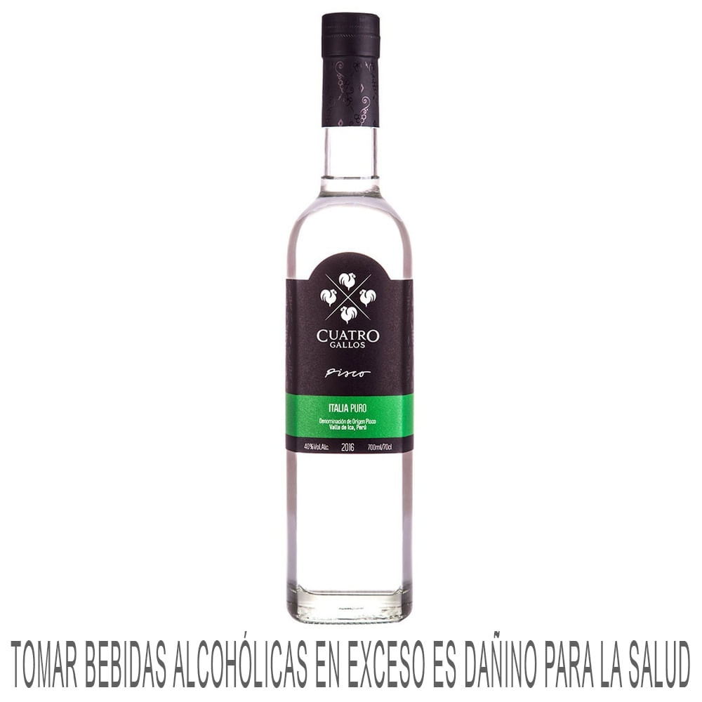 Pisco CUATRO GALLOS Italia Botella 700ml