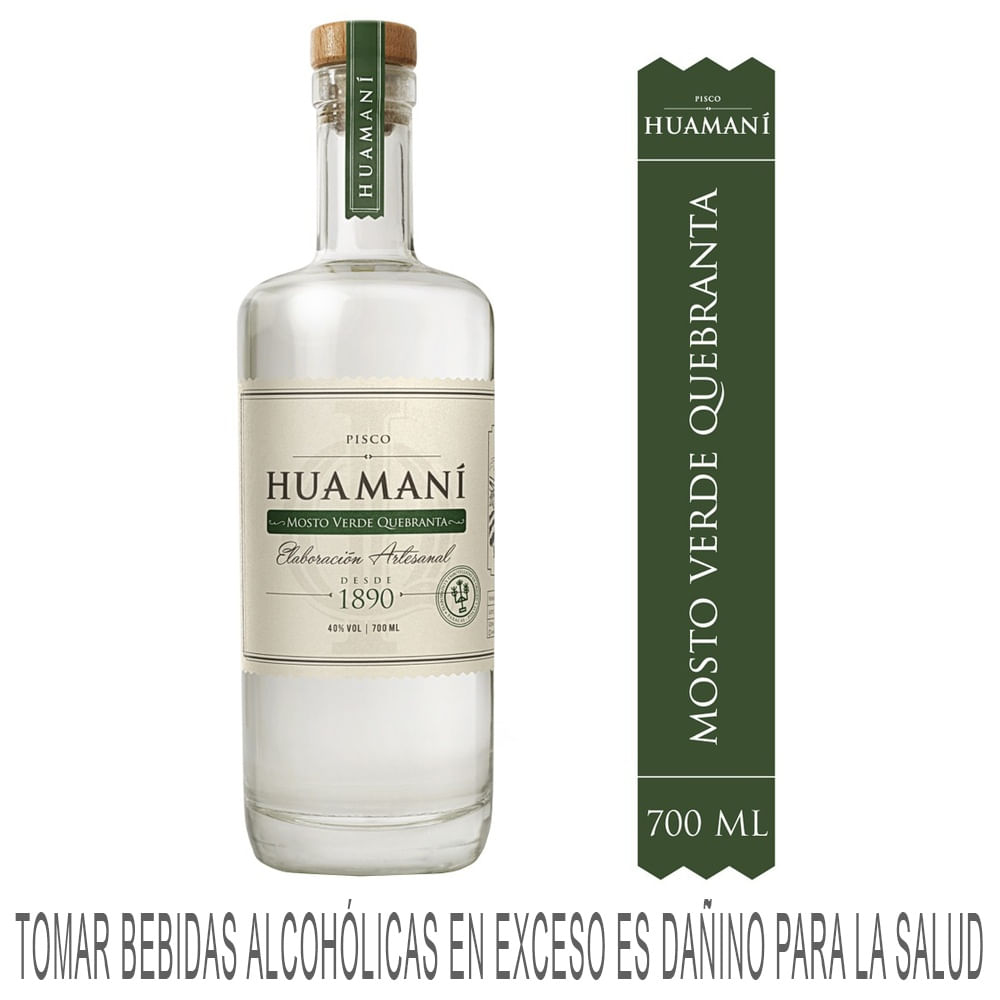Pisco HUAMANÍ Mosto Verde Quebranta Botella 700ml