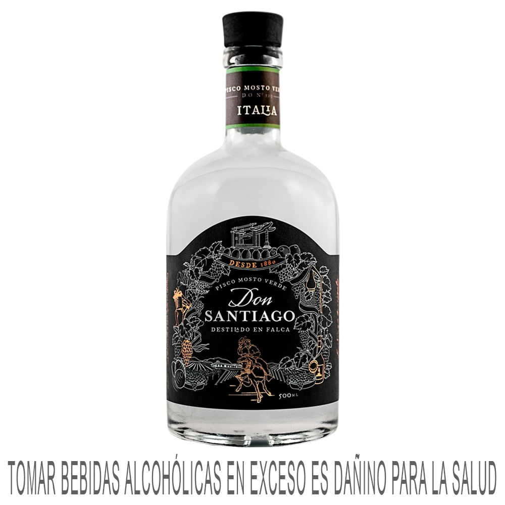 Pisco SANTIAGO QUEIROLO Mosto Verde Italia Botella 500ml