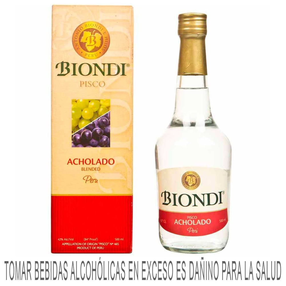 Pisco BIONDI Acholado Botella 500ml