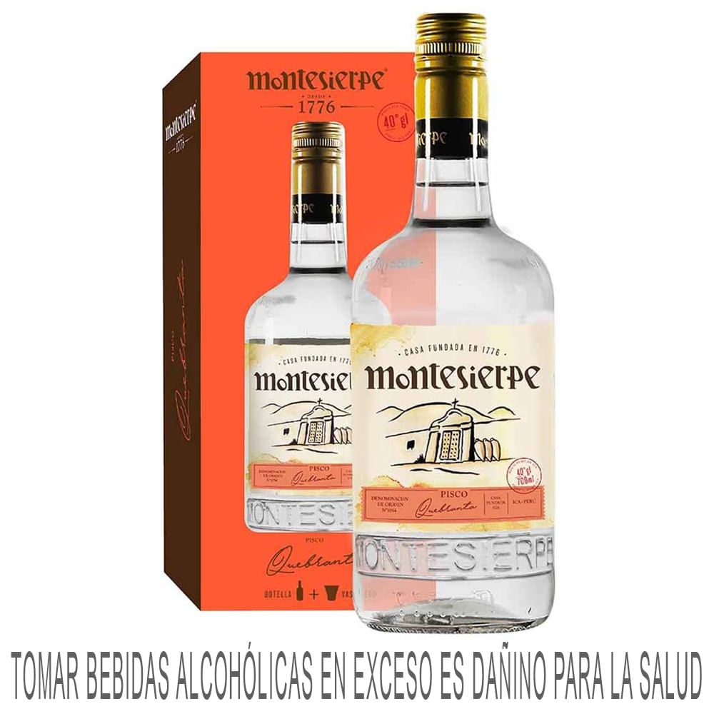 Pisco MONTESIERPE Quebranta Botella 700ml