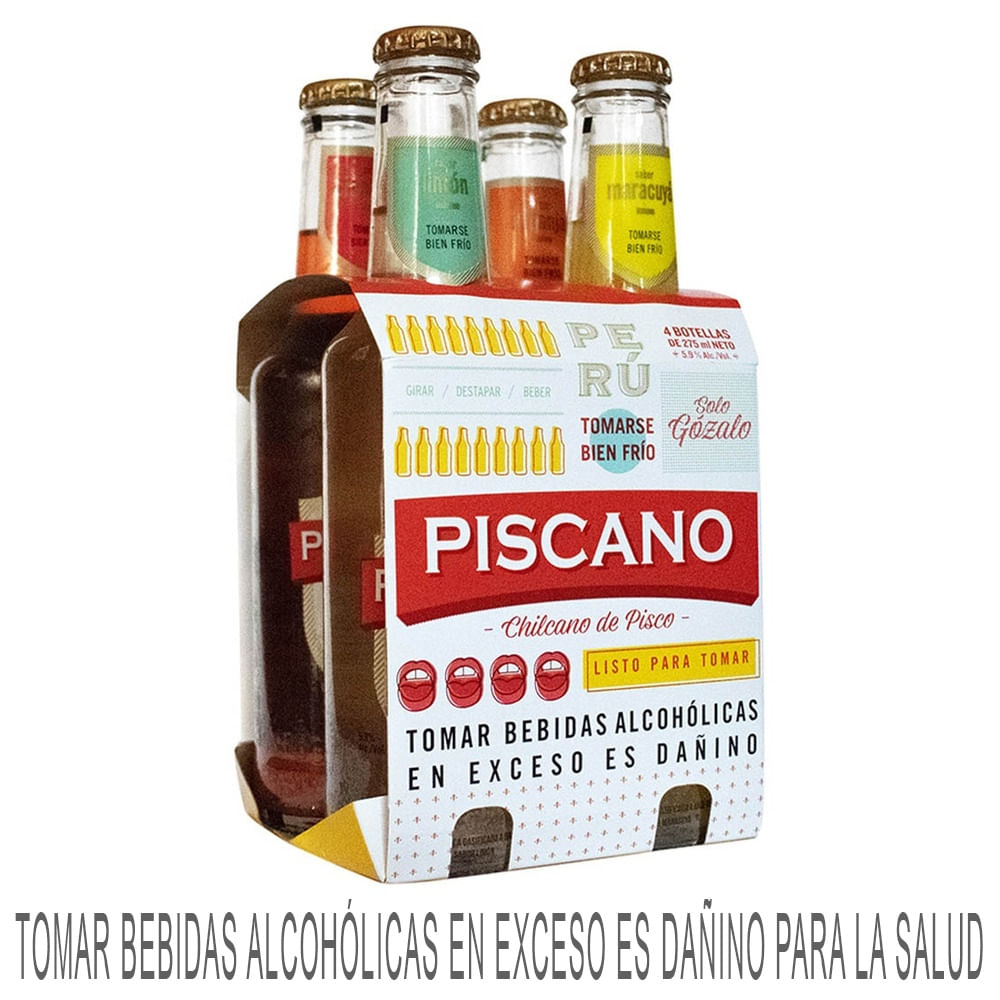 Ready To Drink (RTD) PISCANO Sabores Variados Botella 275ml Paquete 4un
