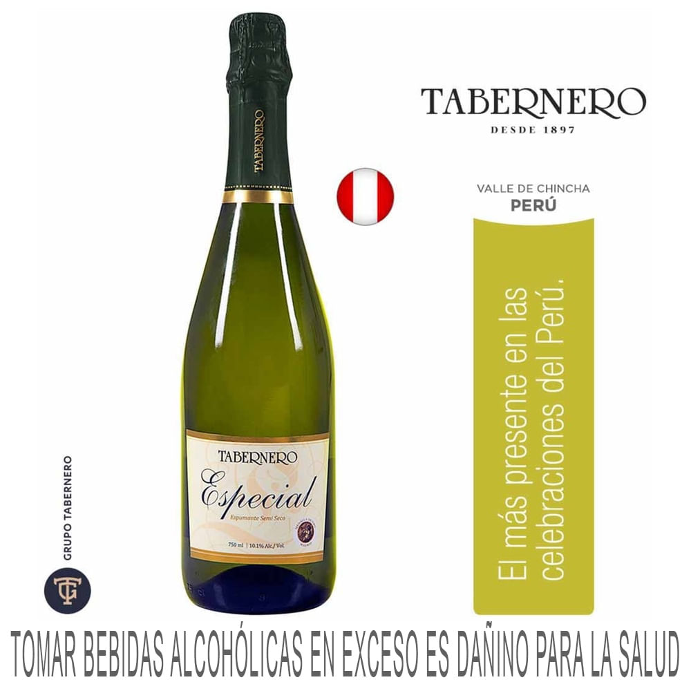 Espumante TABERNERO Especial Semi Seco Botella 750ml
