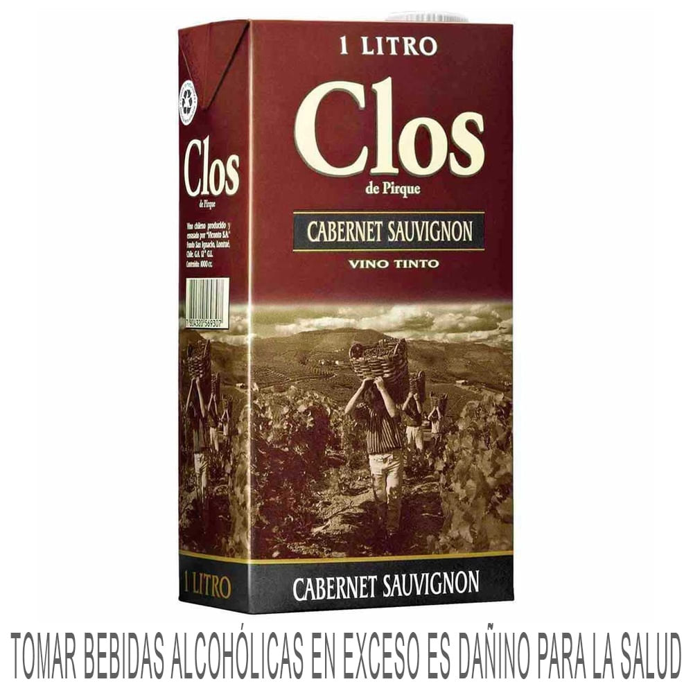 Vino Tinto CLOS DE PIRQUE Cabernet Sauvignon Caja 1L