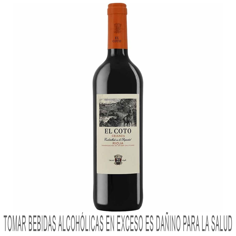 Vino Tinto EL COTO Tempranillo Crianza Botella 750ml