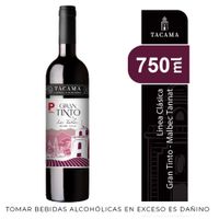 Vino Tinto TACAMA Gran Tinto Malbec Petit Verdot Tannat Botella 750ml
