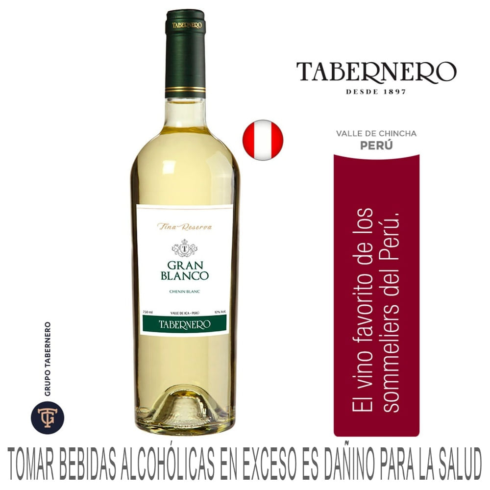 Vino Blanco TABERNERO Blanco Fina Reserva Chenin Blanc Botella 750ml
