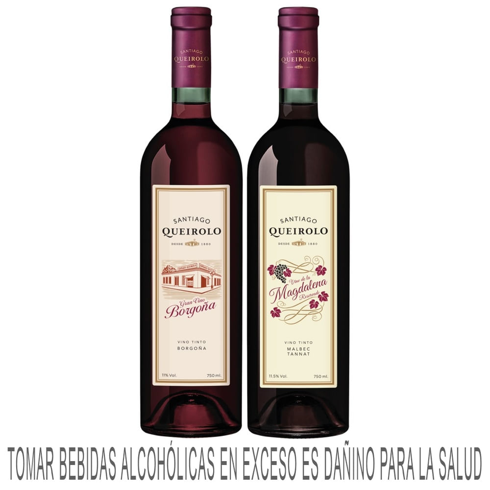Vino Tinto SANTIAGO QUEIROLO Gran Borgoña Magdalena Semiseco Pack 750ml