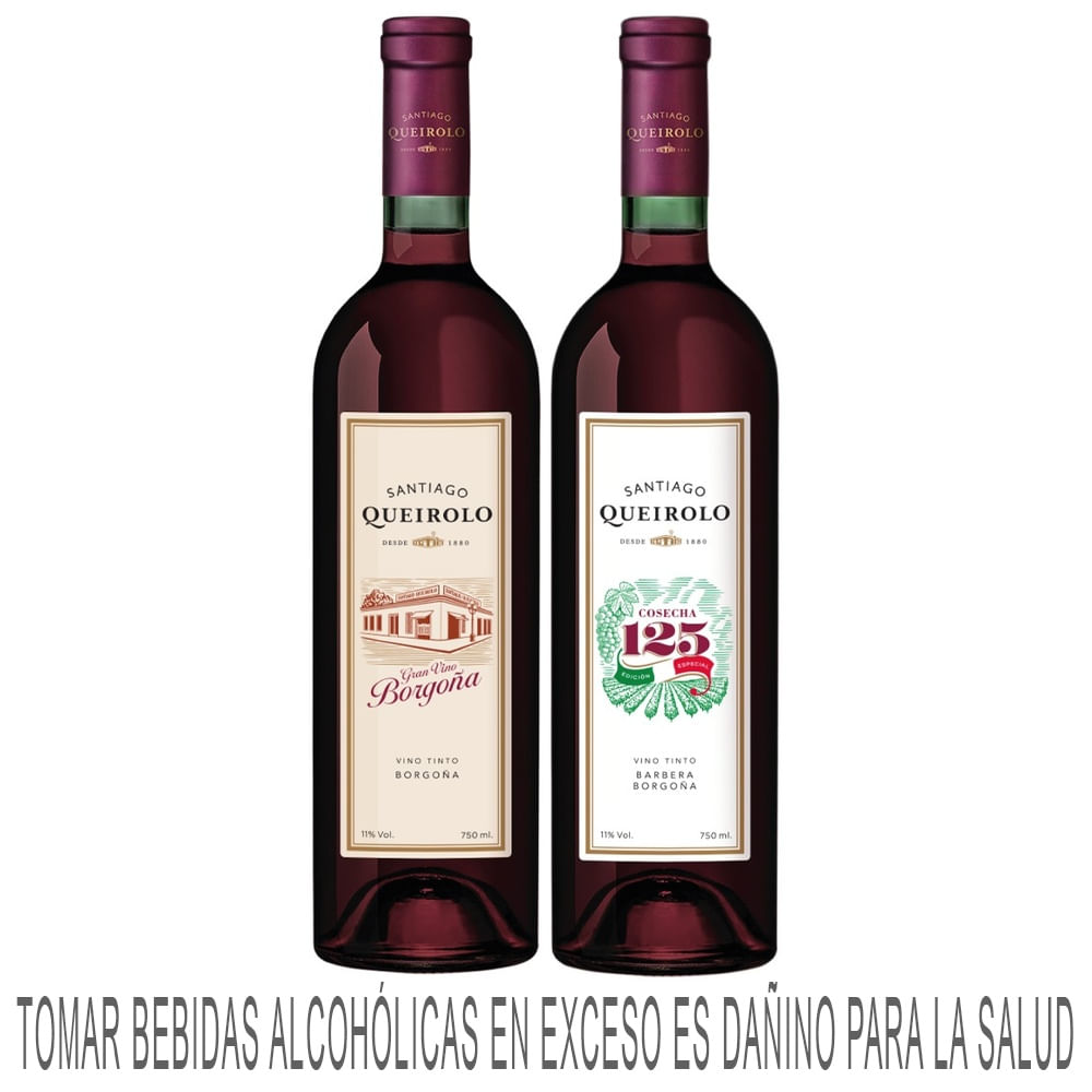 Vino Tinto SANTIAGO QUEIROLO Borgoña Barbera y Borgoña Botella 750ml