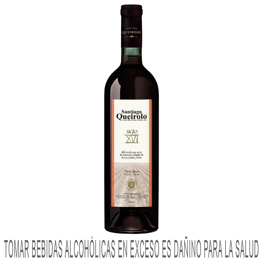 Vino Tinto SANTIAGO QUEIROLO Siglo XVI Malbec Tannat Botella 750ml