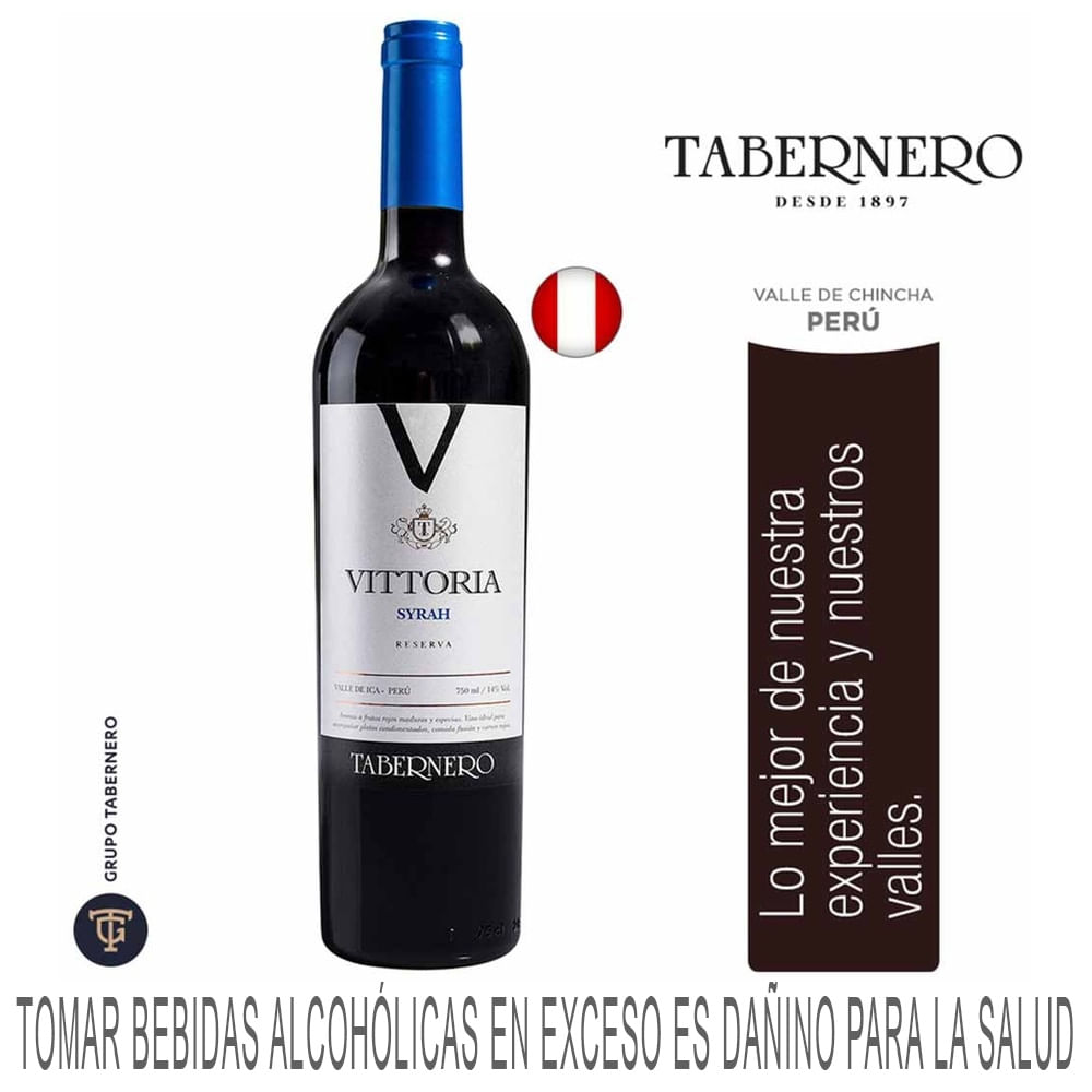 Vino Tinto TABERNERO VITTORIA Reserva Syrah Botella 750ml