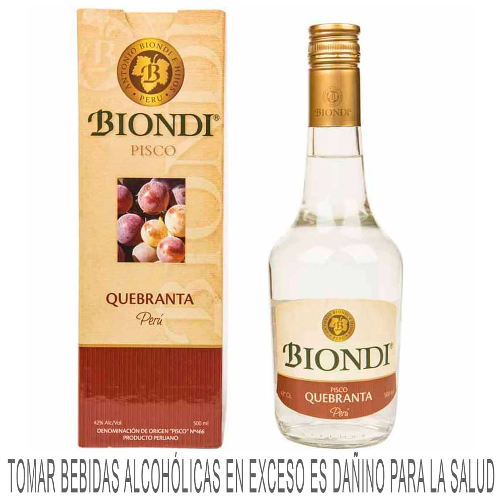 Pisco BIONDI Quebranta Botella 500ml