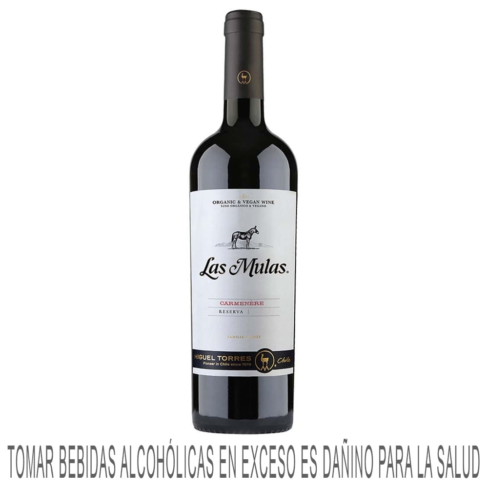 Vino Tinto LAS MULAS Carmenere Reserva Botella 750ml
