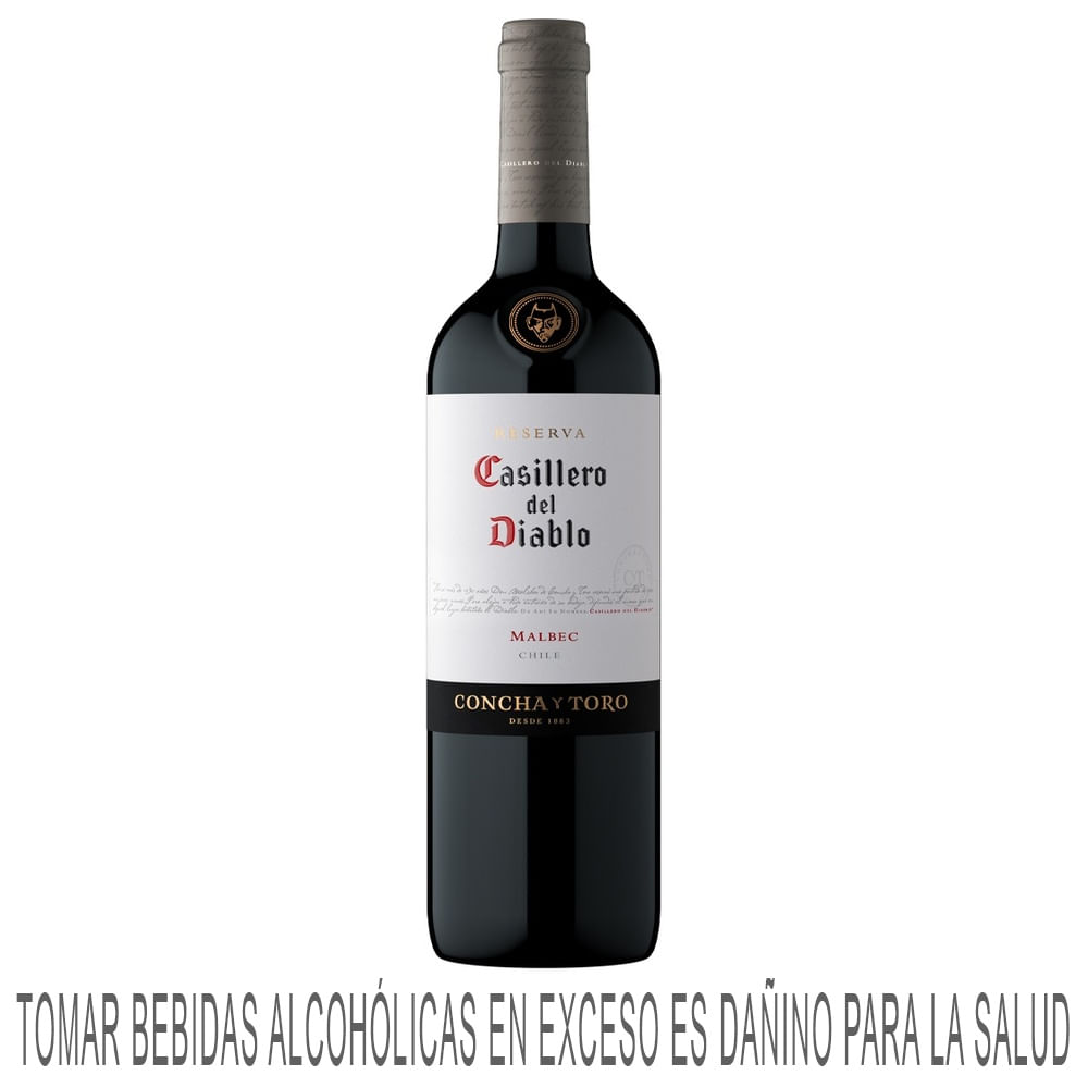Vino Tinto CASILLERO DEL DIABLO Malbec Reserva Botella 750ml