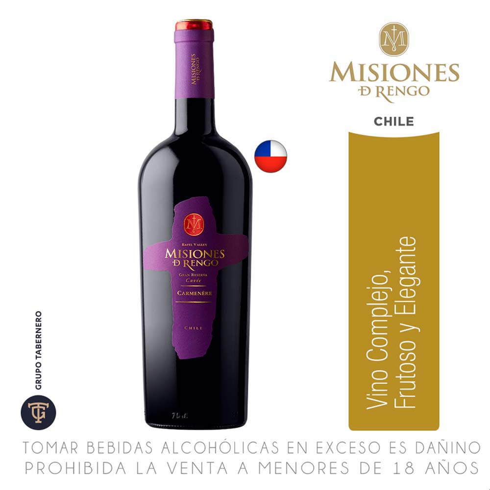 Vino Tinto MISIONES DE RENGO Cuvée Carmenere Botella 750ml