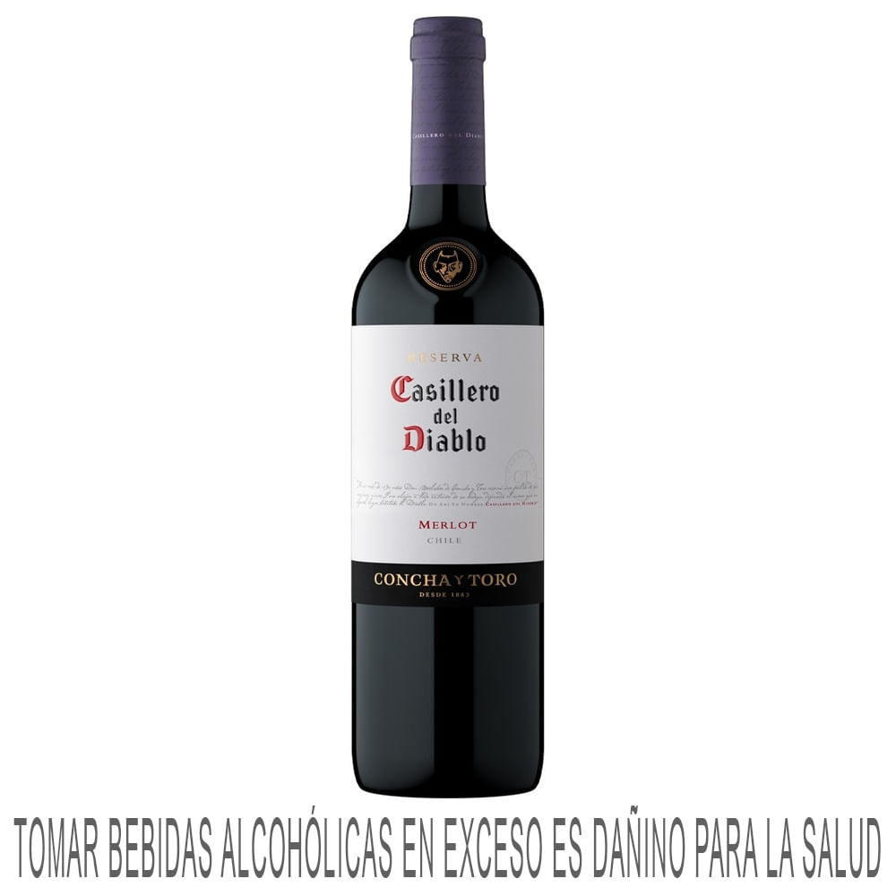 Vino Tinto CASILLERO DEL DIABLO Merlot Reserva Botella 750ml