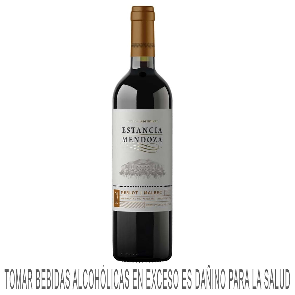 Vino Tinto ESTANCIA MENDOZA Merlot Malbec Bivarietal Botella 750ml