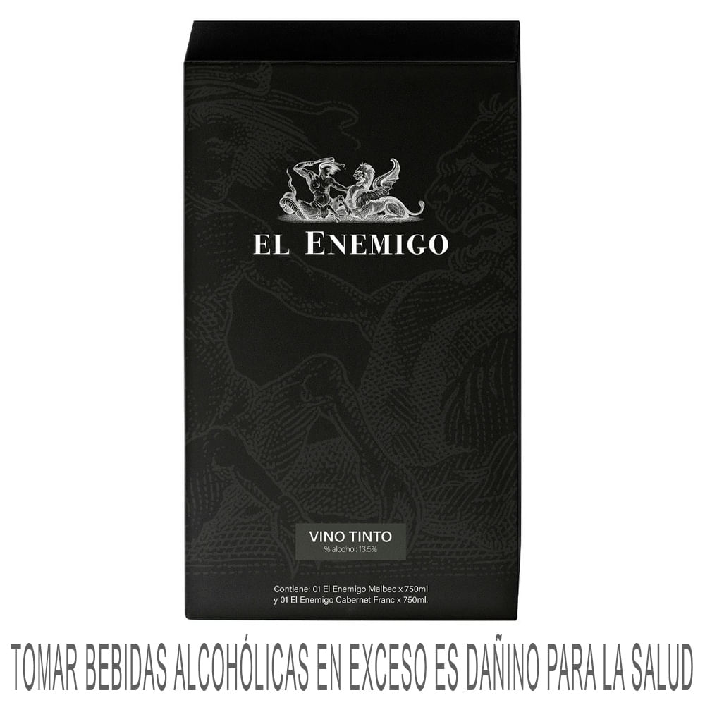 Pack EL ENEMIGO Vino Tinto Malbec Botella 750ml + Vino Tinto Carbenet Franc Botella 750ml