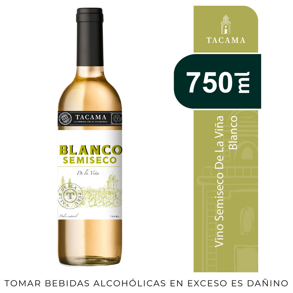 Vino Blanco DE LAS VIÑAS Semi Seco Dulce Natural Botella 750ml