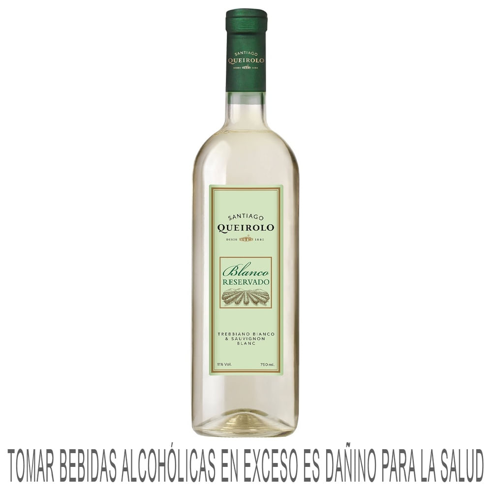 Vino Blanco SANTIAGO QUEIROLO Reservado Trebbiano Bianco Sauvignon Botella 750ml