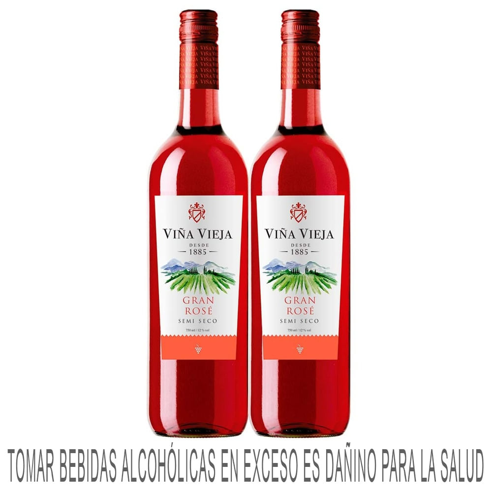 Pack Vino Rosé VIÑA VIEJA Semi Seco Botella 750ml Paquete 2un