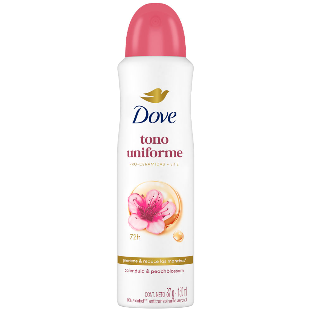 Desodorante para Mujer en Aerosol DOVE Tono Uniforme Caléndula Frasco 150ml
