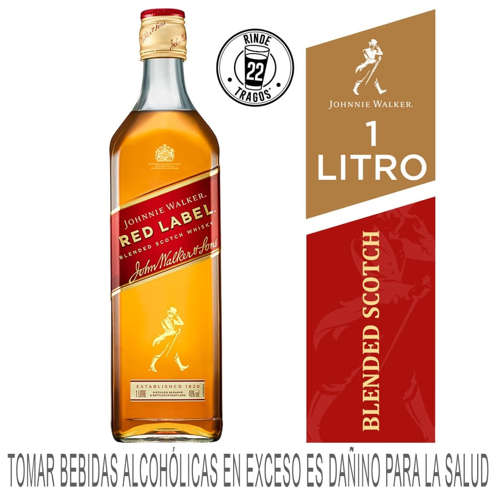 Whisky JOHNNIE WALKER Red Label Botella 1L