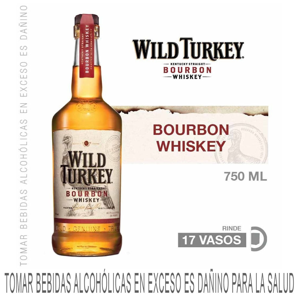 Whisky Bourbon WILD TURKEY Botella 750ml