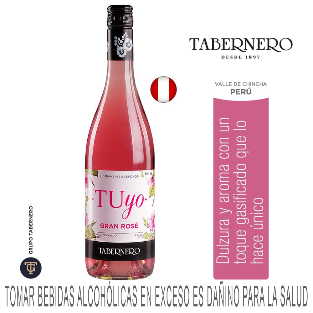 Vino Rosé TABERNERO Tuyo Semi Seco Botella 750ml