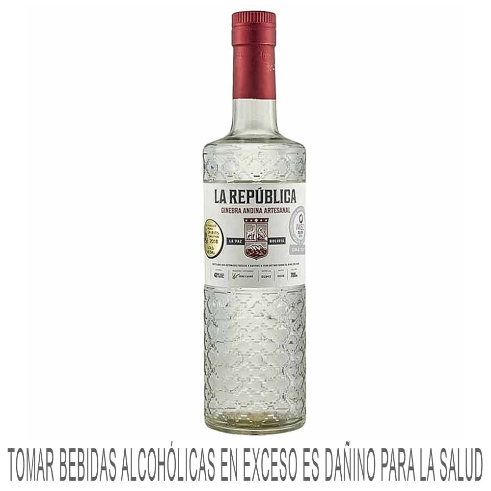 Gin LA REPÚBLICA Ginebra Andina Artesanal Botella 700ml