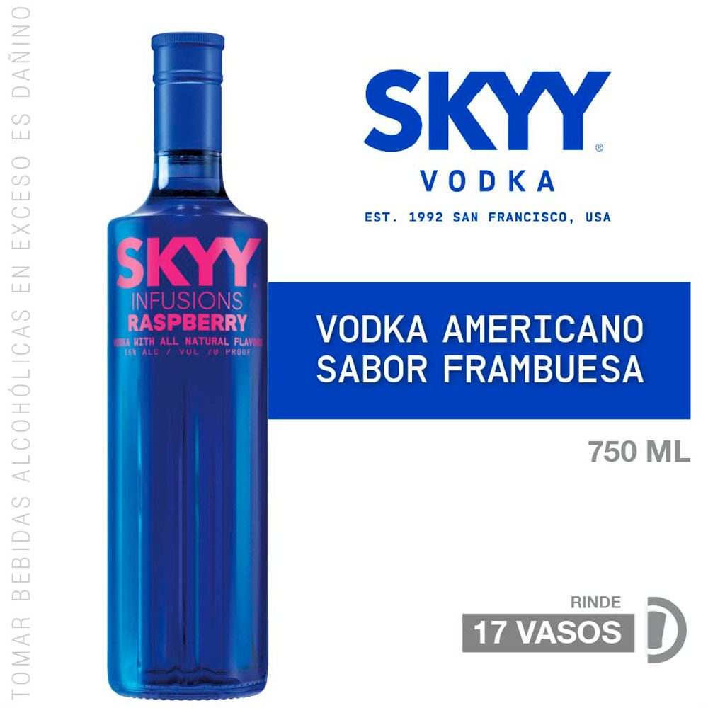 Vodka SKYY Raspberry Botella 750ml