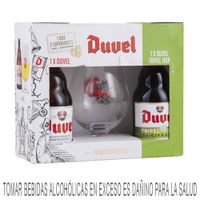 Pack DUVEL Cerveza Golden Ale Botella 330 ml + Cerveza Tripel Hop Botella 330ml + Copa