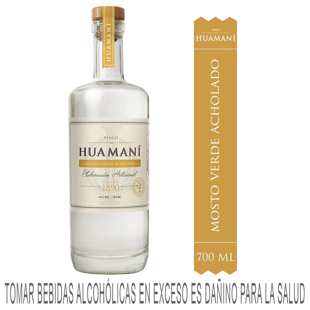 Pisco HUAMANI Mosto Verde Acholado Botella 700ml