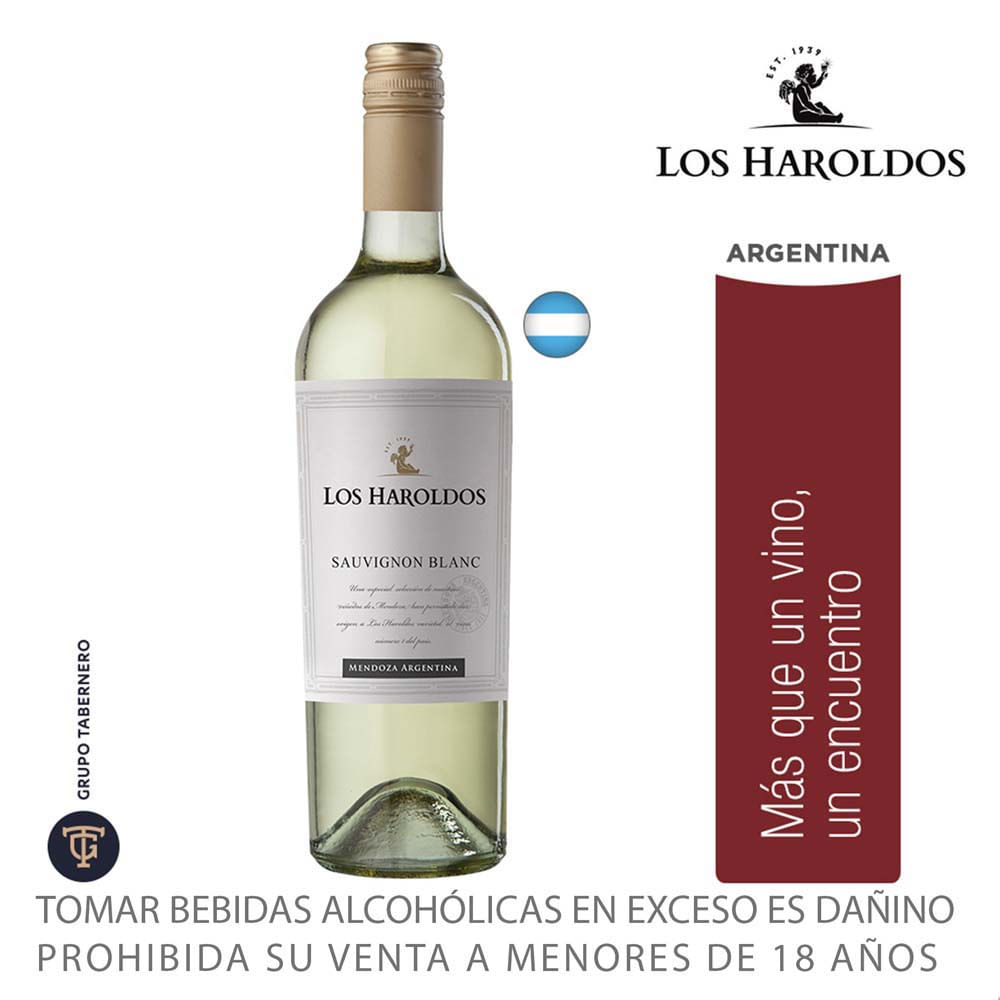 Vino Blanco LOS HAROLDOS Sauvignon Blanc Botella 750ml