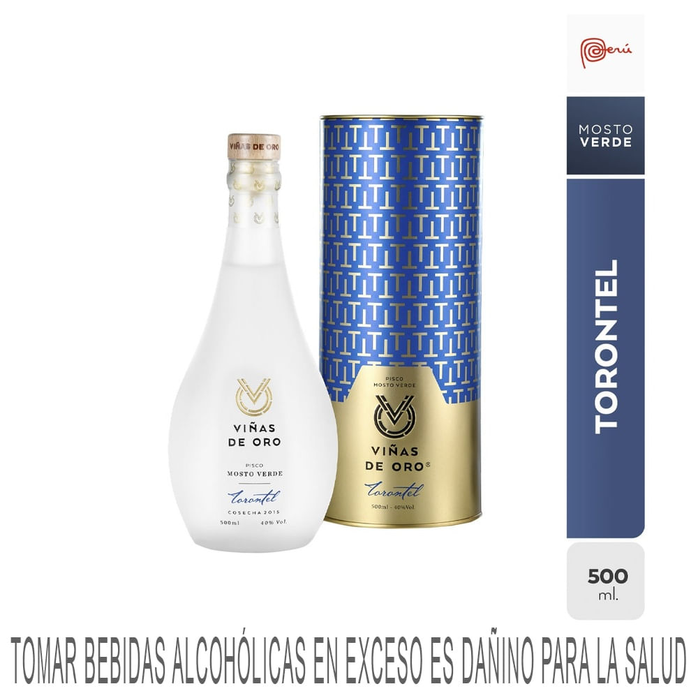 Pisco VIÑAS DE ORO Mosto Verde Torontel Botella 500ml