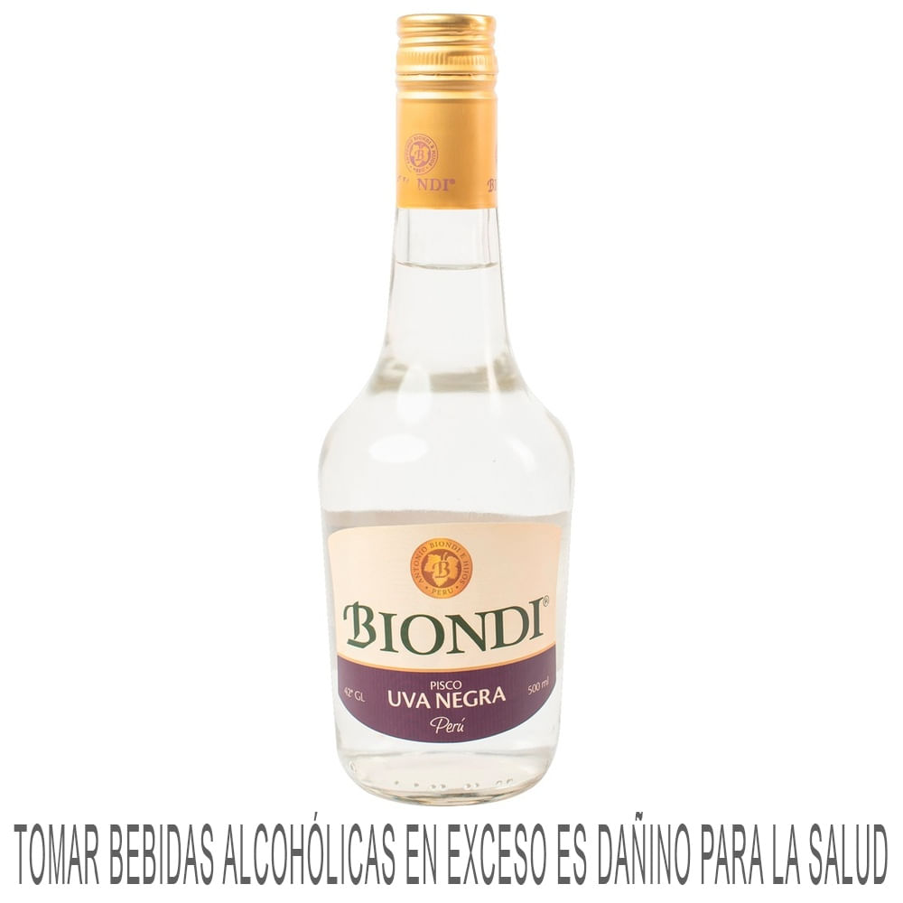 Pisco BIONDI Negra Mollar Botella 500ml