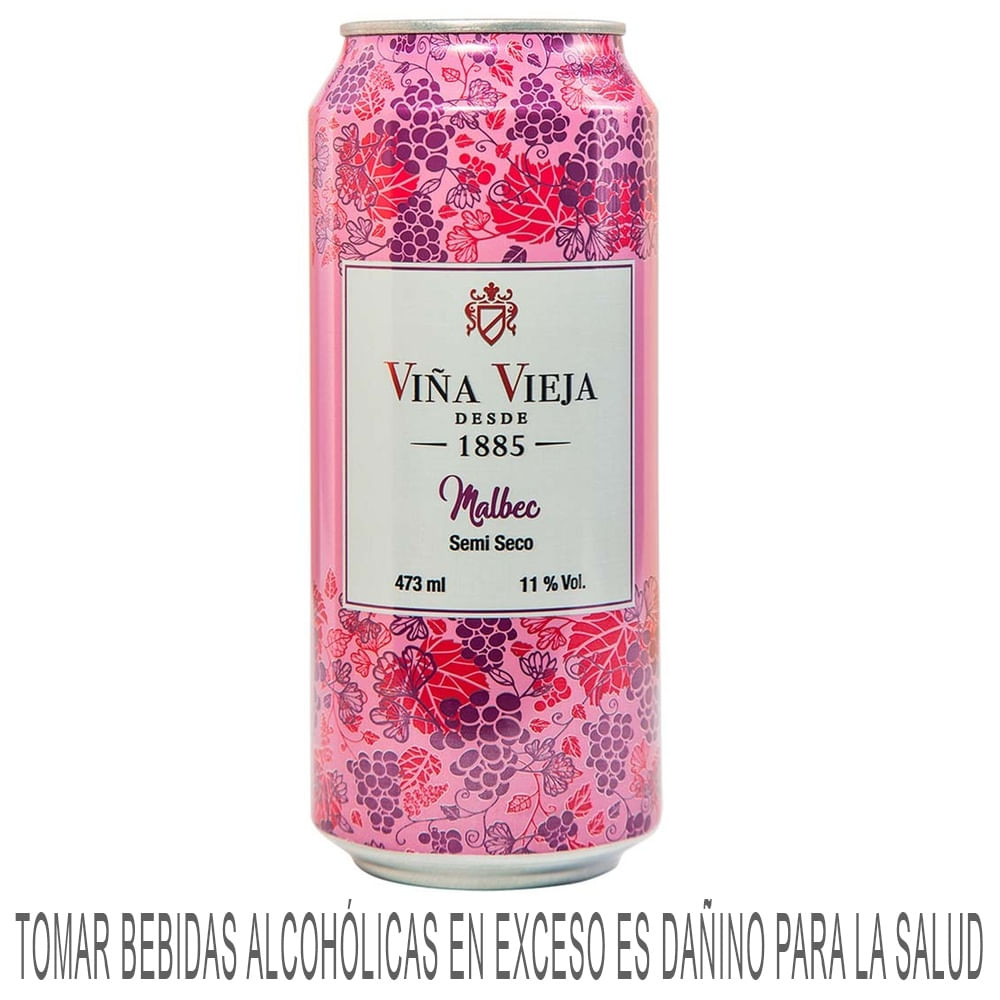 Vino Tinto VIÑA VIEJA Malbec Semi Seco Lata 473ml