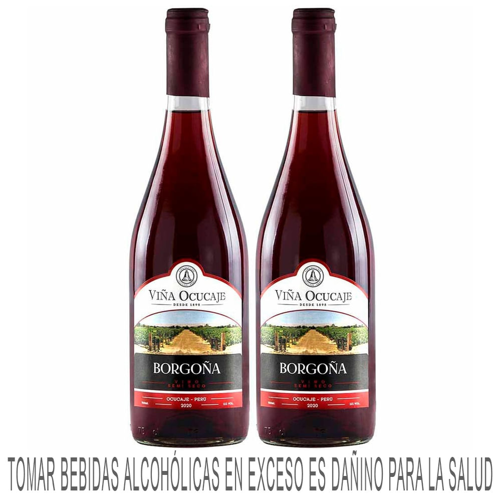 Pack Vino Tinto OCUCAJE Borgoña Botella 750ml Paquete 2un