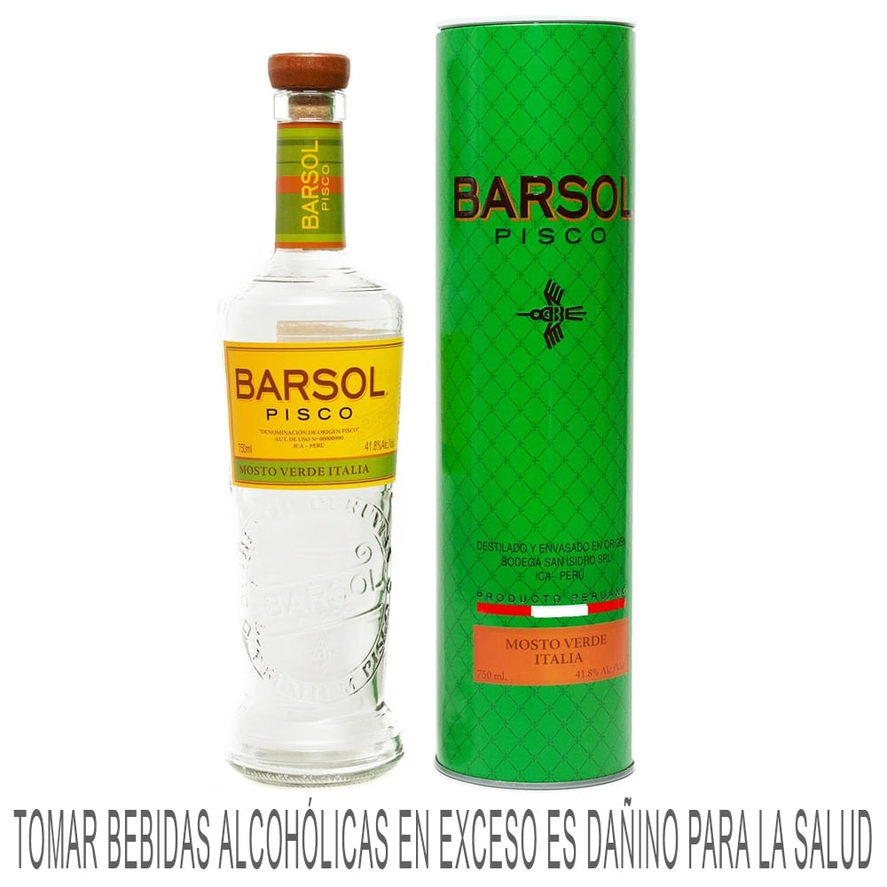 Pisco BARSOL Mosto verde Italia Botella 750ml