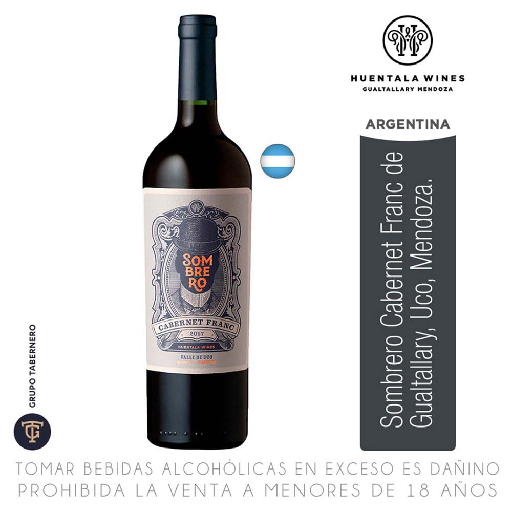Vino Tinto SOMBRERO Cabernet Franc Botella 750ml