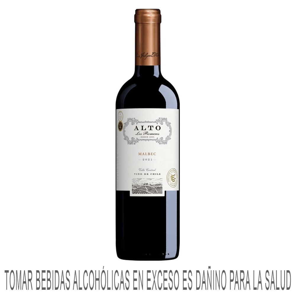 Vino Tinto ALTO LOS ROMEROS Malbec Botella 750ml