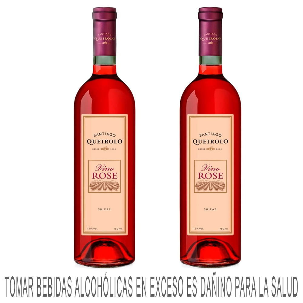 Pack Vino Rosé SANTIAGO QUEIROLO Botella 750ml Paquete 2un