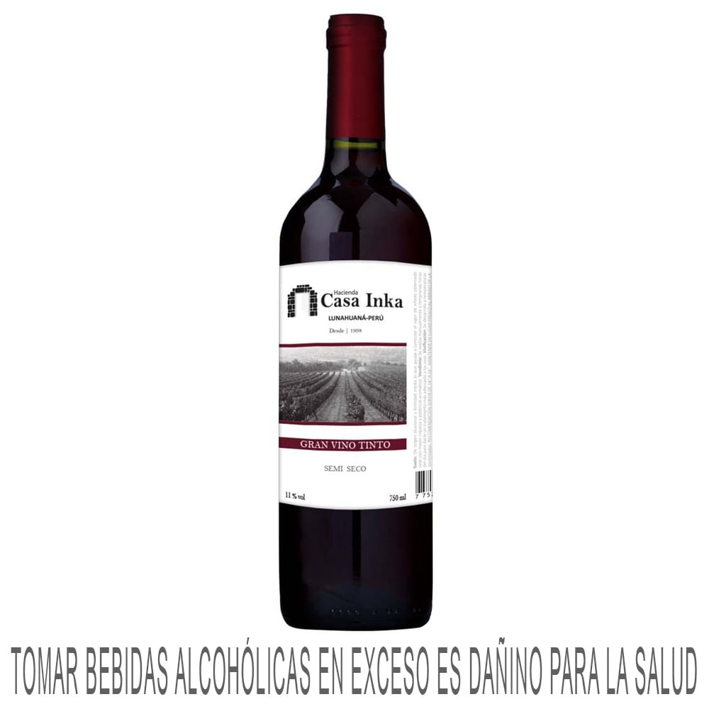Vino Tinto HACIENDA CASA INKA Semi Seco Botella 750ml