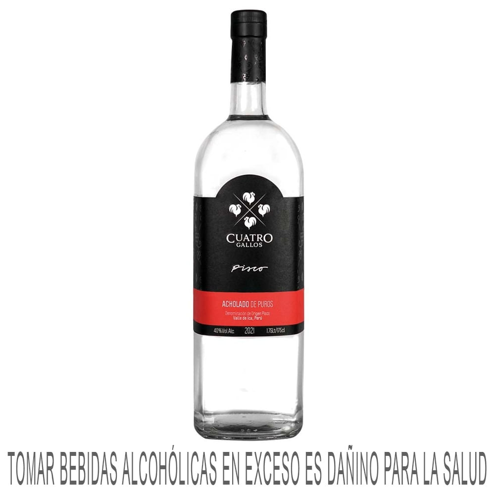 Pisco CUATRO GALLOS Acholado Botella 1.75L