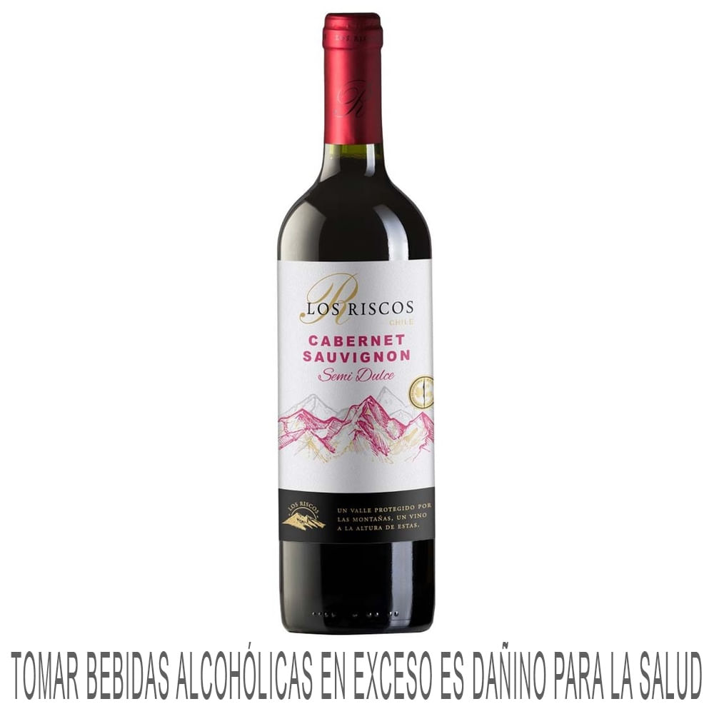 Vino Tinto LOS RISCOS Cabernet Sauvignon Semi Dulce Botella 750ml